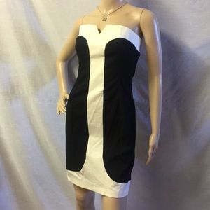 Black & Cream Strapless Dress